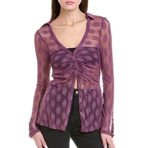 NEW Free People Flower Fields Sheer Floral Lace Top size XS burnt orange